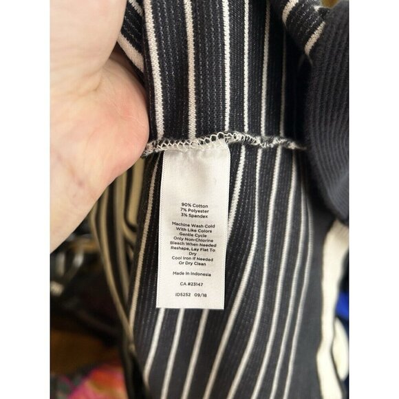 Talbots Black White Midi Collared Stripes Short Sleeve Size 16 - Picture 14 of 14